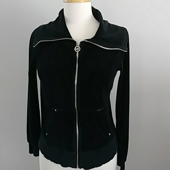 Michael Kors Jackets & Blazers - MICHAEL KORS BLACK VELOUR ZIP-UP JACKET SIZE XS